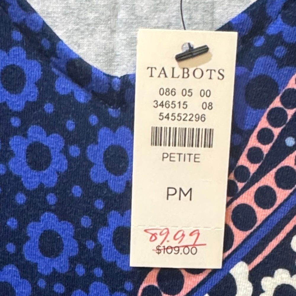 Talbots Sleeveless Paisley & Dot Maxi Dress - Blue & Pink - Picture 4 of 6